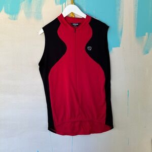 Pearl Izumi Red Black Sleeveless Cycling‎ Jersey 2000s Large Performance Apparel